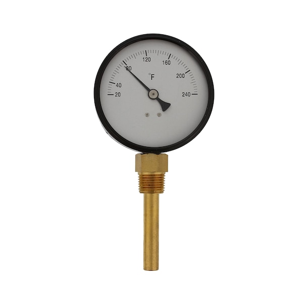 3-1/2in. Bi-Metal Dial Thermometer, Bottom Mount
